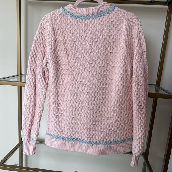 LoveShackFancy Naj Blush Pink Embroidered Cardigan Size XS - Picture 5 of 10